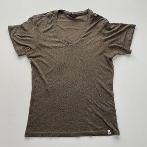 GSUS SINDUSTRIES V-Neck‎ Shirt Womens Medium Heathered Raw Edge Abstract Graphic